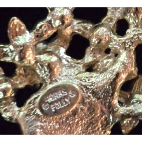 Kirks Folly Fairy Flower Bouquet Brooch Gold-Tone With Glittering Enamel Details - Picture 5 of 5